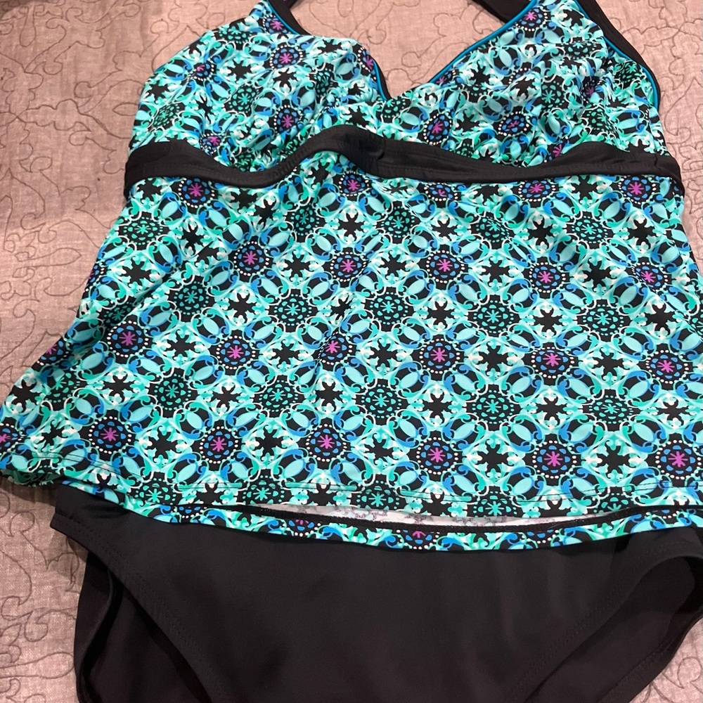 Patterned Blue and Black Women's Swimsuit